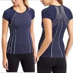 Athleta Finish Fast Line Tee Top  Navy Blue  Small